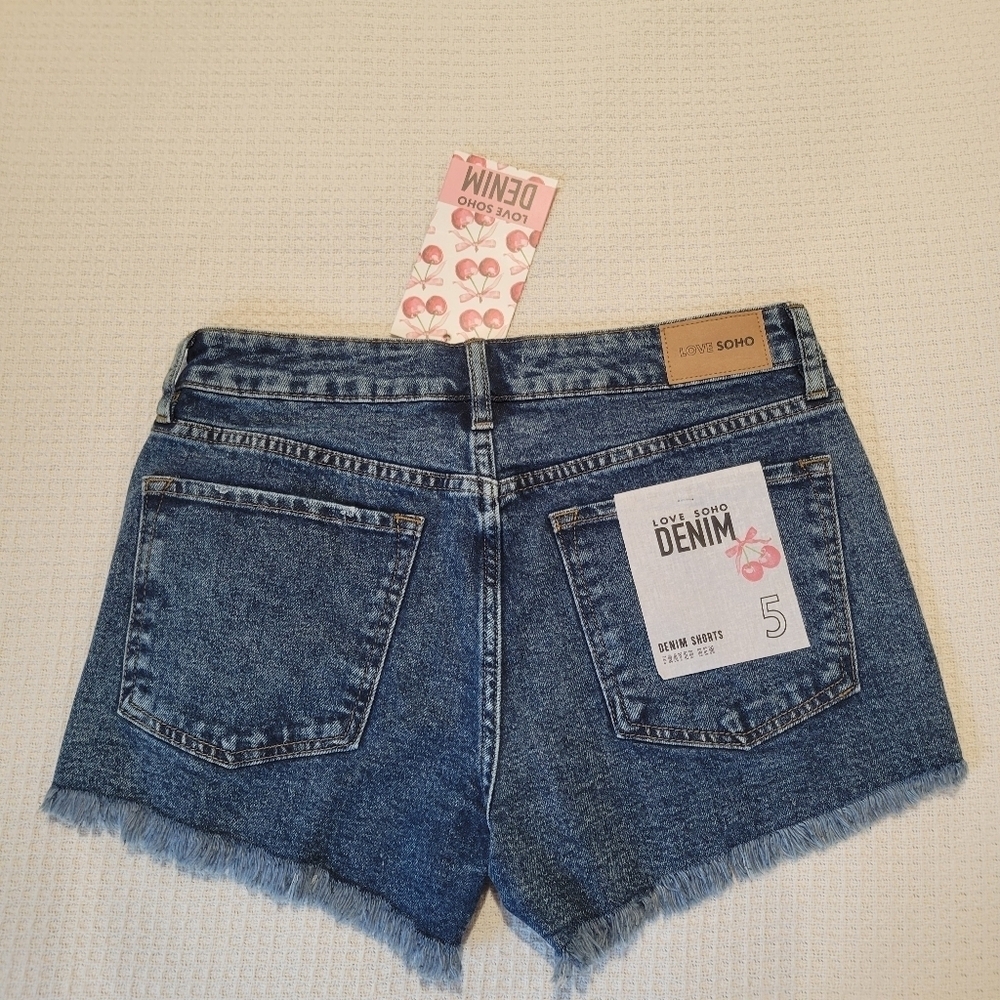 Women's Distressed Blue Jean Shorts - Picture 3 of 8